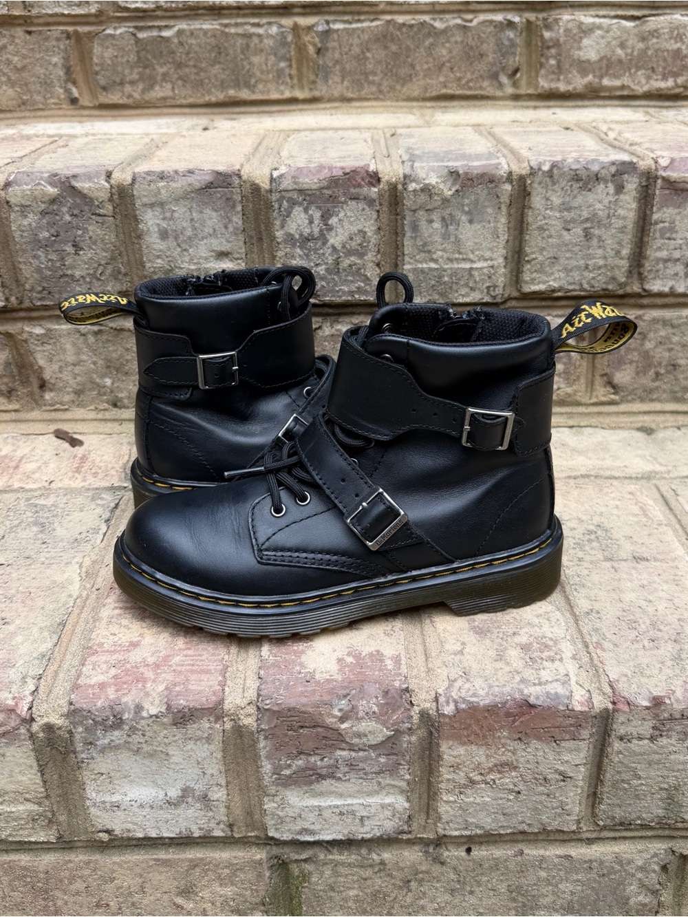 Dr. Martens 1460 Joska J Black Leather Buckle Boots Kids 2